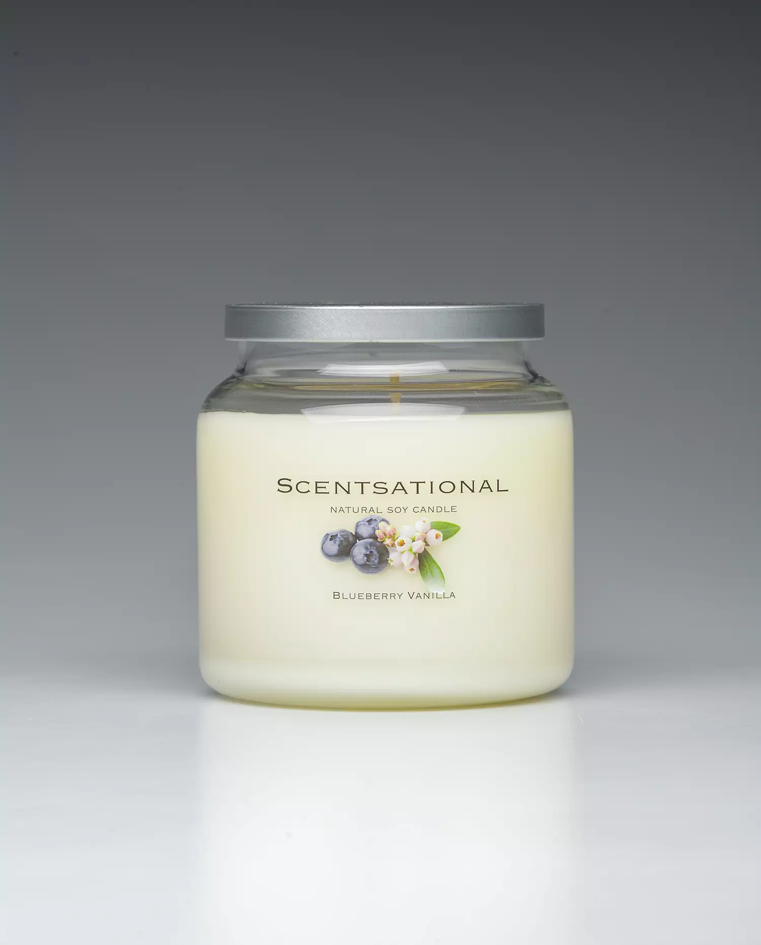 Blueberry Vanilla – 19oz scented candle burning