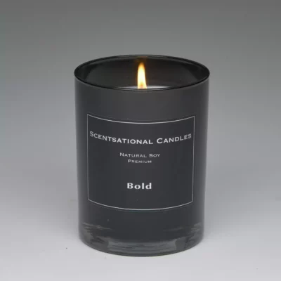 Bold – 11oz scented candle burning