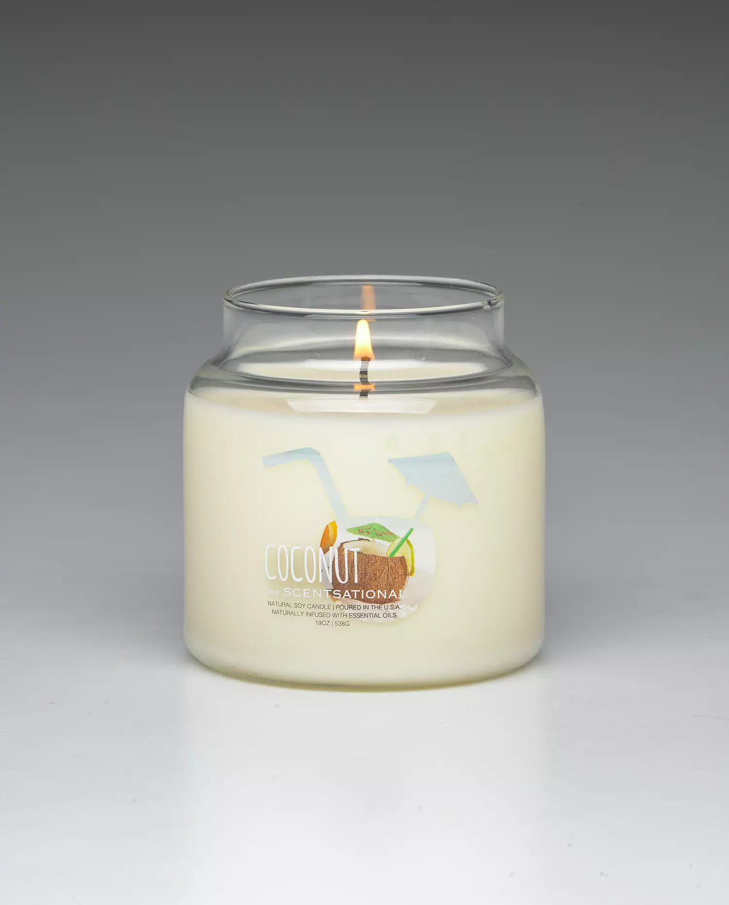 Coconut – 19oz scented candle burning