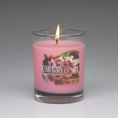 Dozen Roses – 11oz scented candle burning