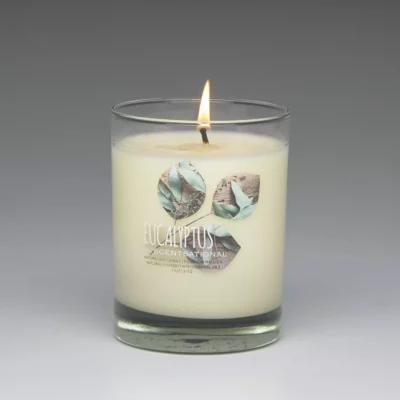 Eucalyptus – 11oz scented candle burning