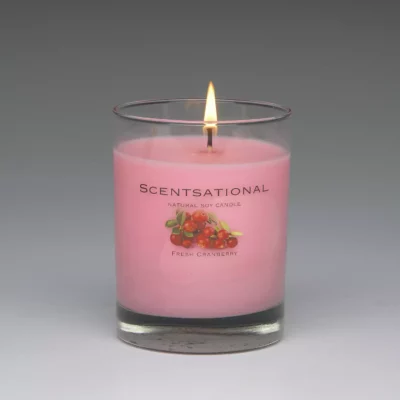 Fresh Cranberry – 11oz scented candle burning