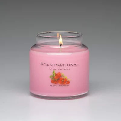 Fresh Cranberry 19oz scented candle burning