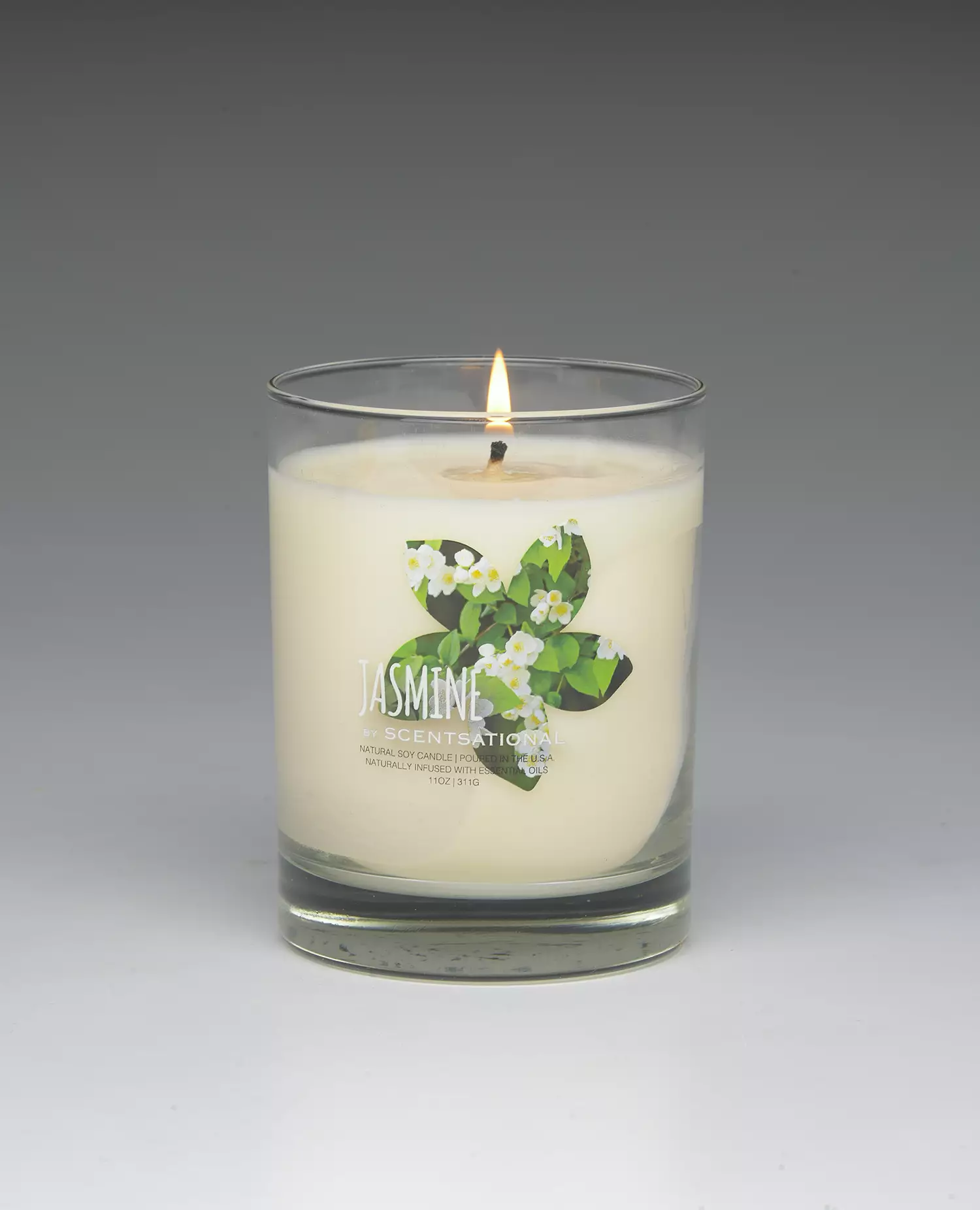 Jasmine – 11oz scented candle burning
