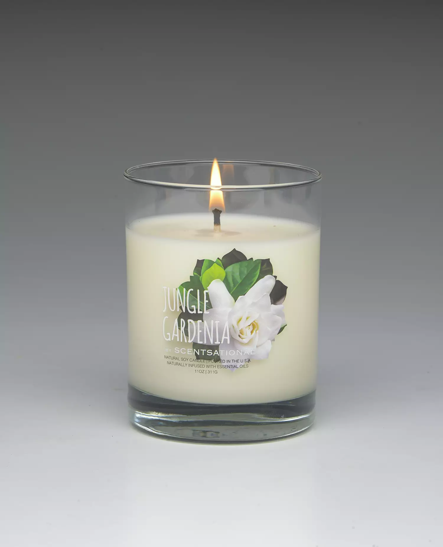 Jungle Gardenia – 11oz scented candle burning