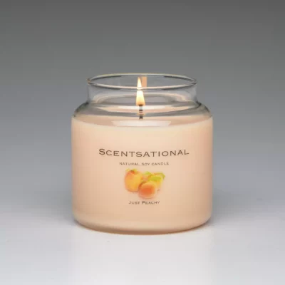 Just Peachy 19oz scented candle burning