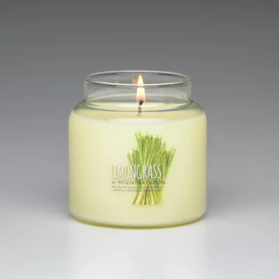 Lemongrass 19oz scented candle burning