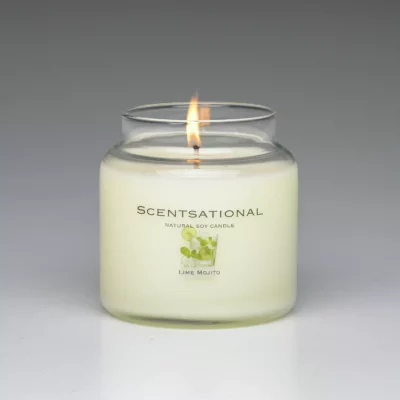 Lime Mojito 19oz scented candle burning