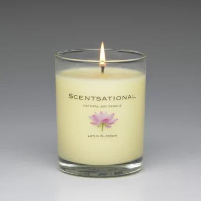 Lotus Blossom – 11oz scented candle burning