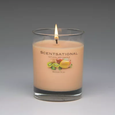 Mango Kiwi – 11oz scented candle burning