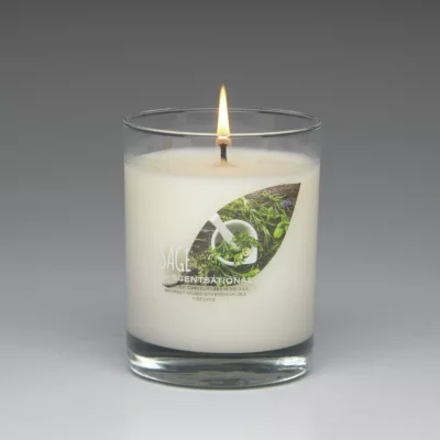 Sage – 11oz scented candle burning