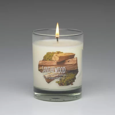 Sandalwood – 11oz scented candle burning