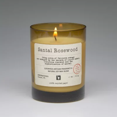 Santal Rosewood – 11oz scented candle burning