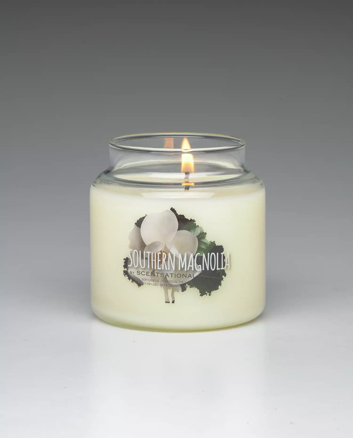 Southern Magnolia 19oz Scented Candle burning