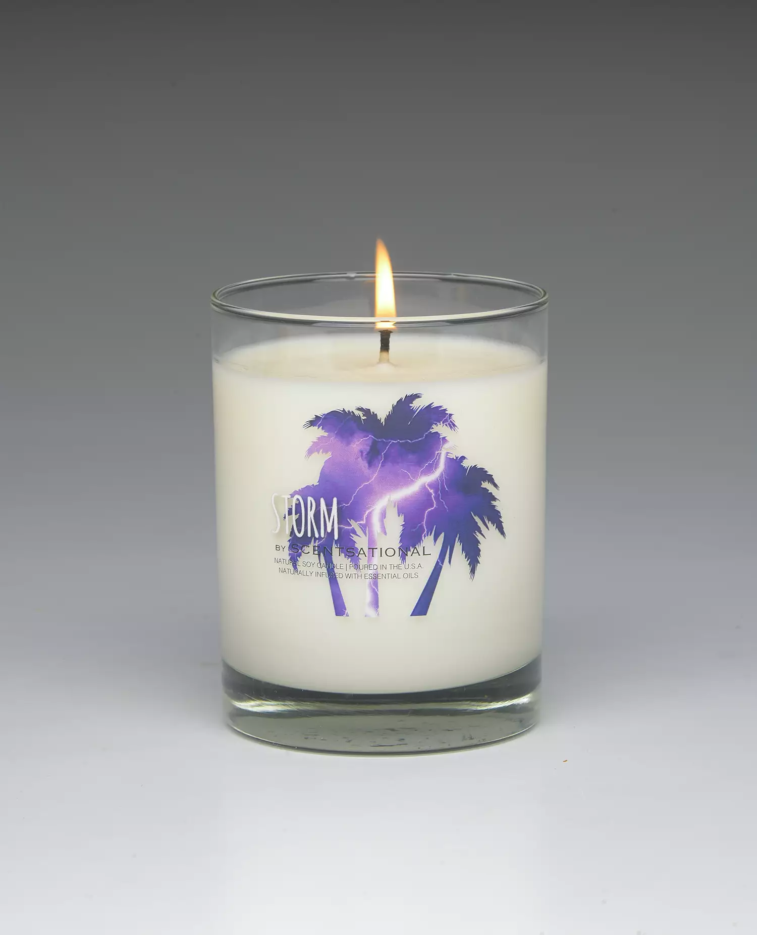Storm – 11oz scented candle burning