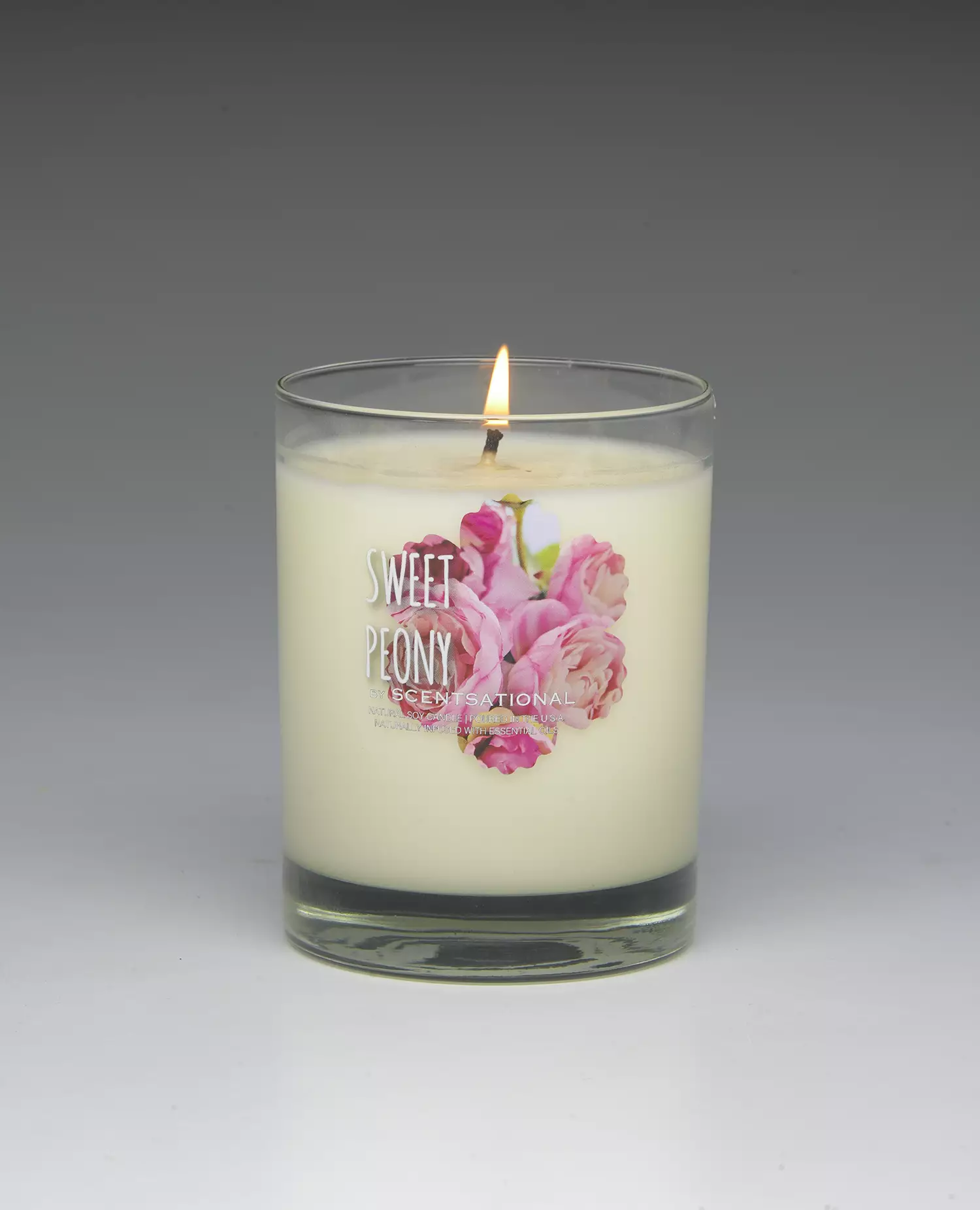 Sweet Peony – 11oz scented candle burning