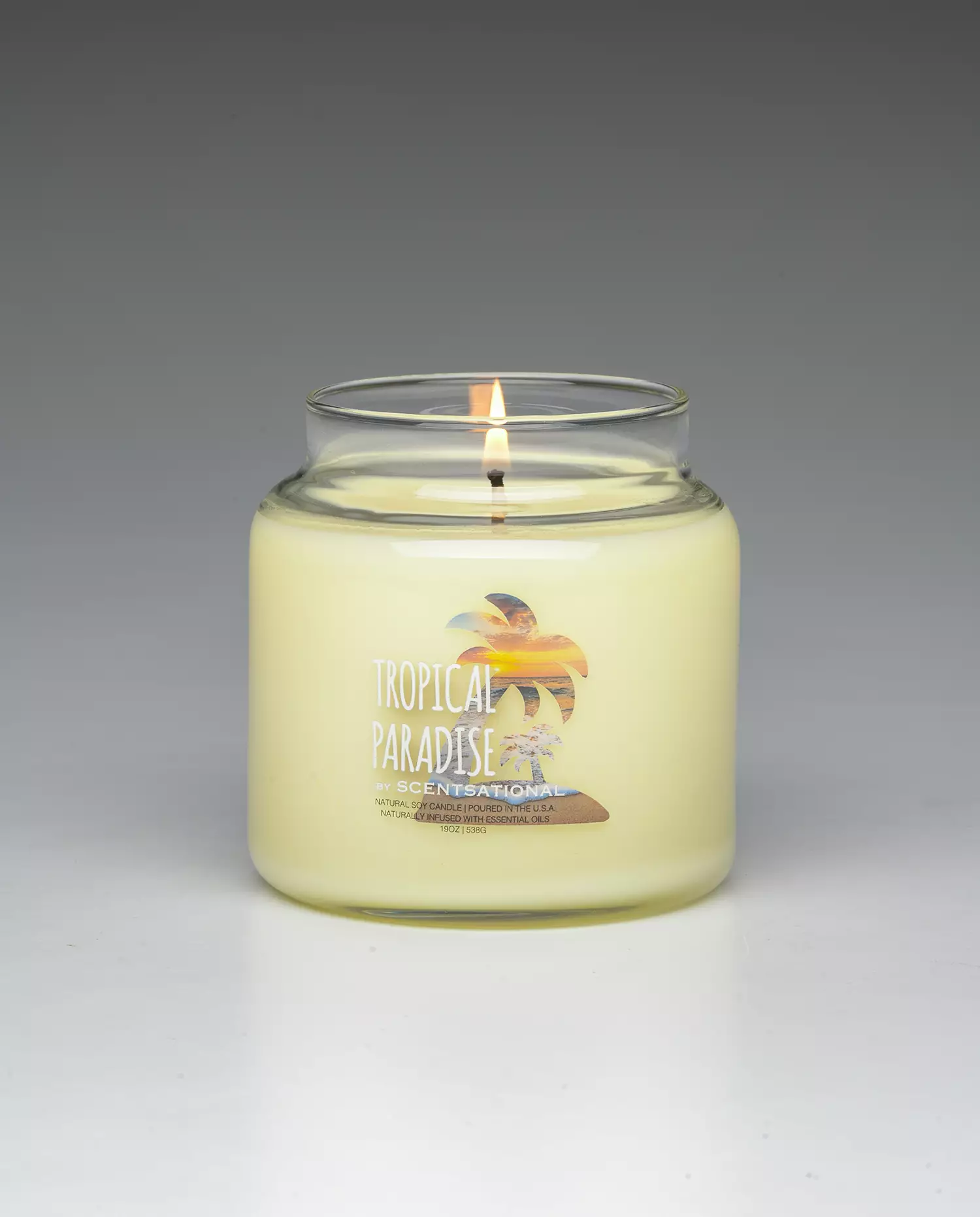 Tropical Paradise 19oz Scented Candle burning