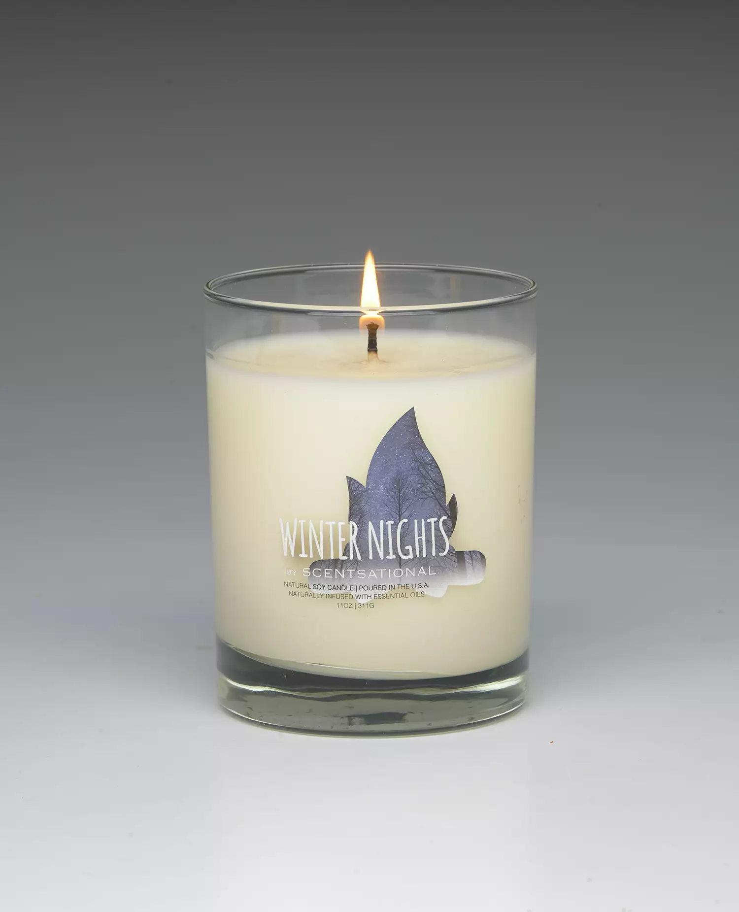 Winter Nights – 11oz scented candle burning